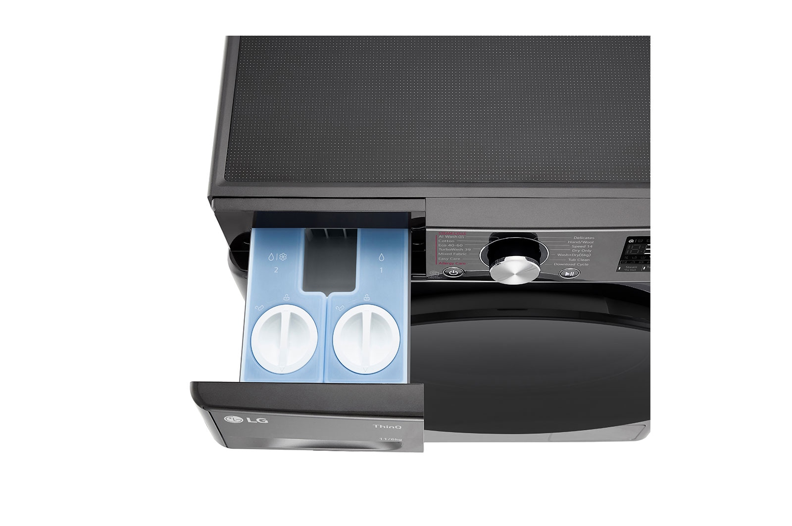 LG 11 kg / 6 kg Tvättmaskin/Torktumlare(Svart) - Auto Dose, Steam, Energiklass A/D, TurboWash™360, AI DD™, Smart Diagnosis™ med Wi-Fi, CV94E7S2QA