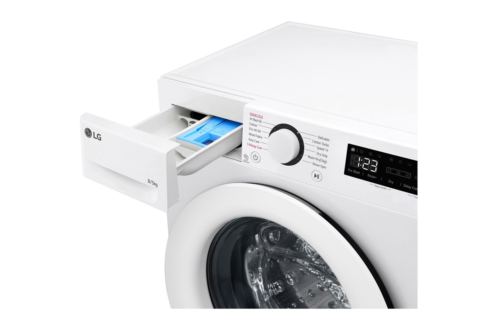 LG Slim 8 kg / 5 kg Tvättmaskin/Torktumlare(Vit) - Steam, Energiklass A/E, AI DD™, Smart Diagnosis™, 47,5cm djup, F2DV707S2W1