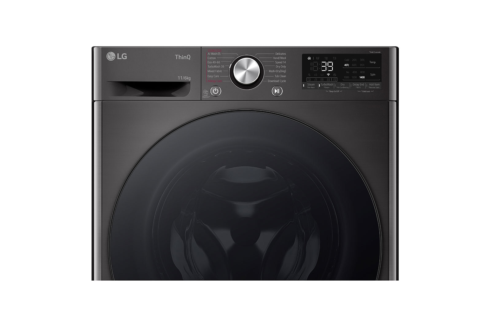 LG 11 kg / 6 kg Tvättmaskin/Torktumlare(Svart) - Steam, Energiklass A/D, TurboWash™360, AI DD™, Smart Diagnosis™ med Wi-Fi, P4Y7ERPYZ