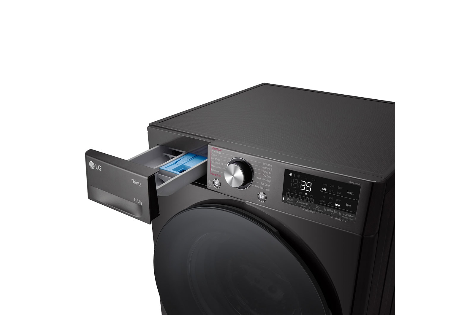 LG 11 kg / 6 kg Tvättmaskin/Torktumlare(Svart) - Steam, Energiklass A/D, TurboWash™360, AI DD™, Smart Diagnosis™ med Wi-Fi, P4Y7ERPYZ