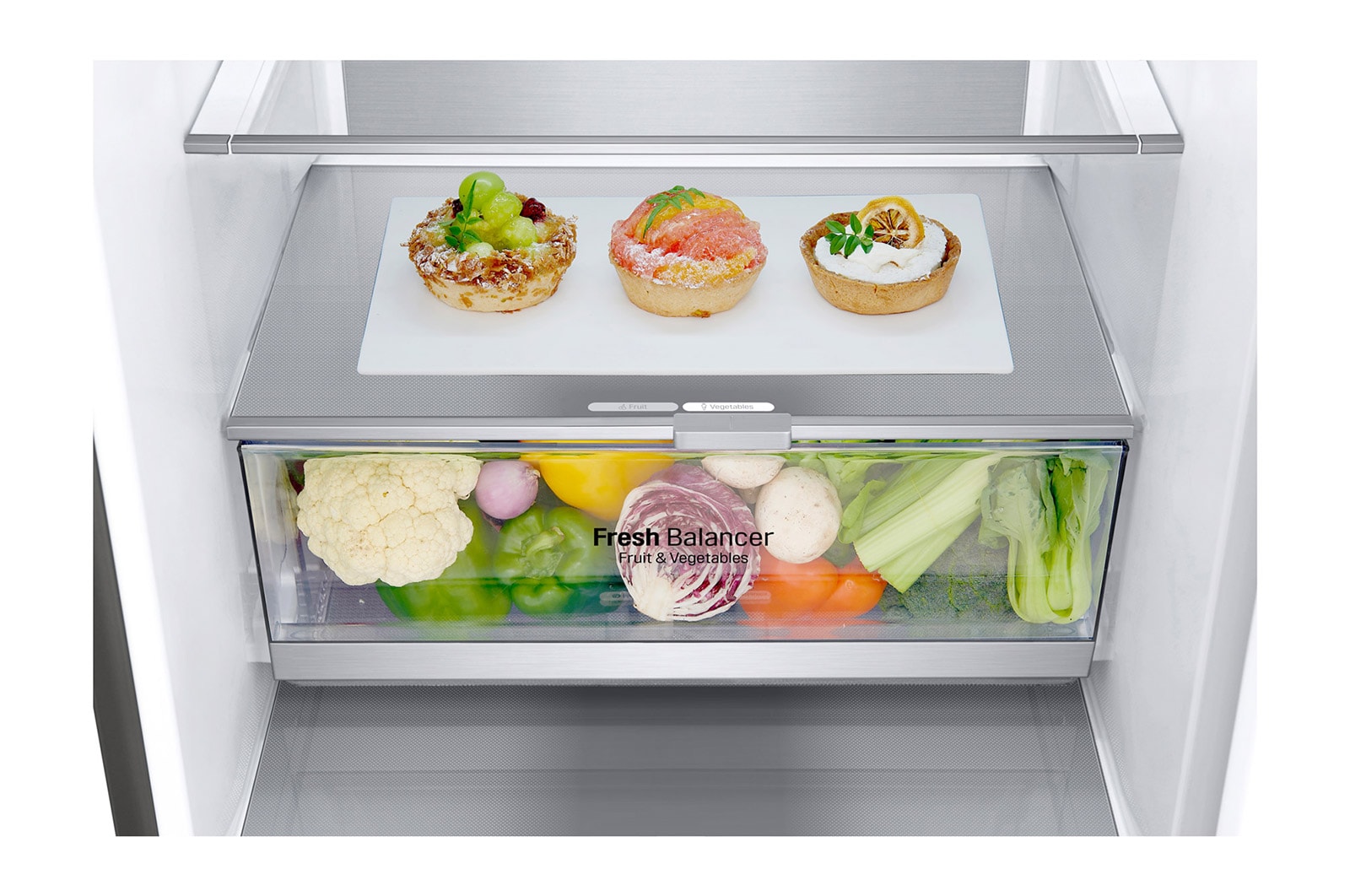 LG 1.86M 341L Kombinerad kyl/frys(Shiny Steel) - Energiklass C, Door Cooling™ och Smart Diagnosis™, ELB81PZVCP1