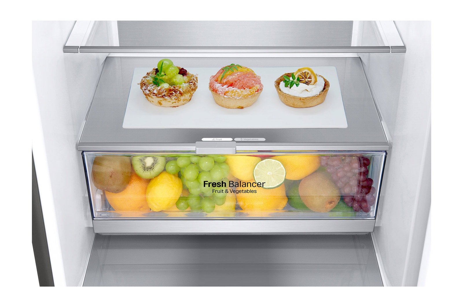 LG 1.86M 341L Kombinerad kyl/frys(Shiny Steel) - Energiklass C, Door Cooling™ och Smart Diagnosis™, ELB81PZVCP1