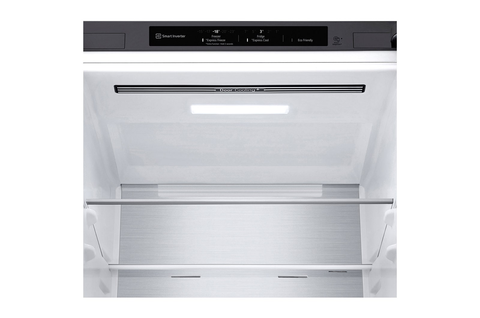 LG 1.86M 341L Kombinerad kyl/frys(Shiny Steel) - Energiklass C, Door Cooling™ och Smart Diagnosis™, ELB81PZVCP1