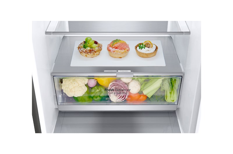 LG 1.86M 341L Kombinerad kyl/frys(Shiny Steel) - Energiklass C, Door Cooling™, ELB81PZVCP