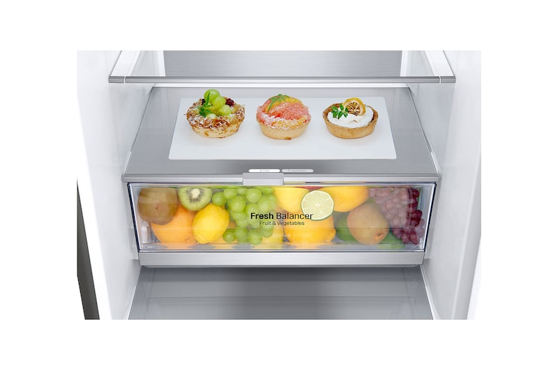 LG 1.86M 341L Kombinerad kyl/frys(Shiny Steel) - Energiklass C, Door Cooling™, ELB81PZVCP