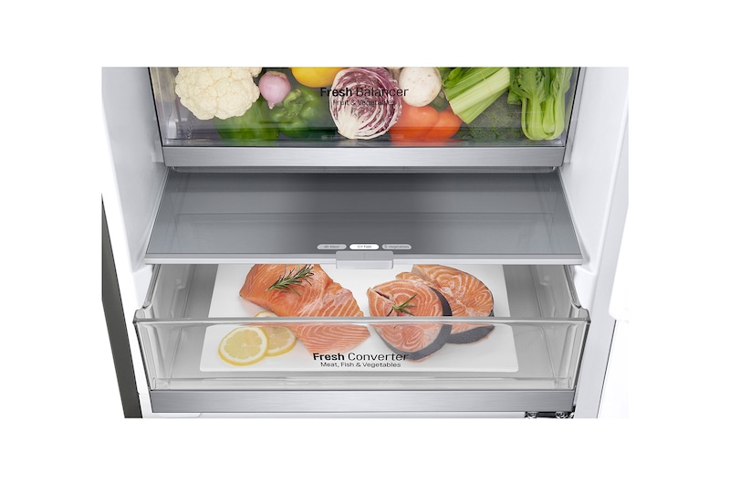 LG 1.86M 341L Kombinerad kyl/frys(Shiny Steel) - Energiklass C, Door Cooling™, ELB81PZVCP