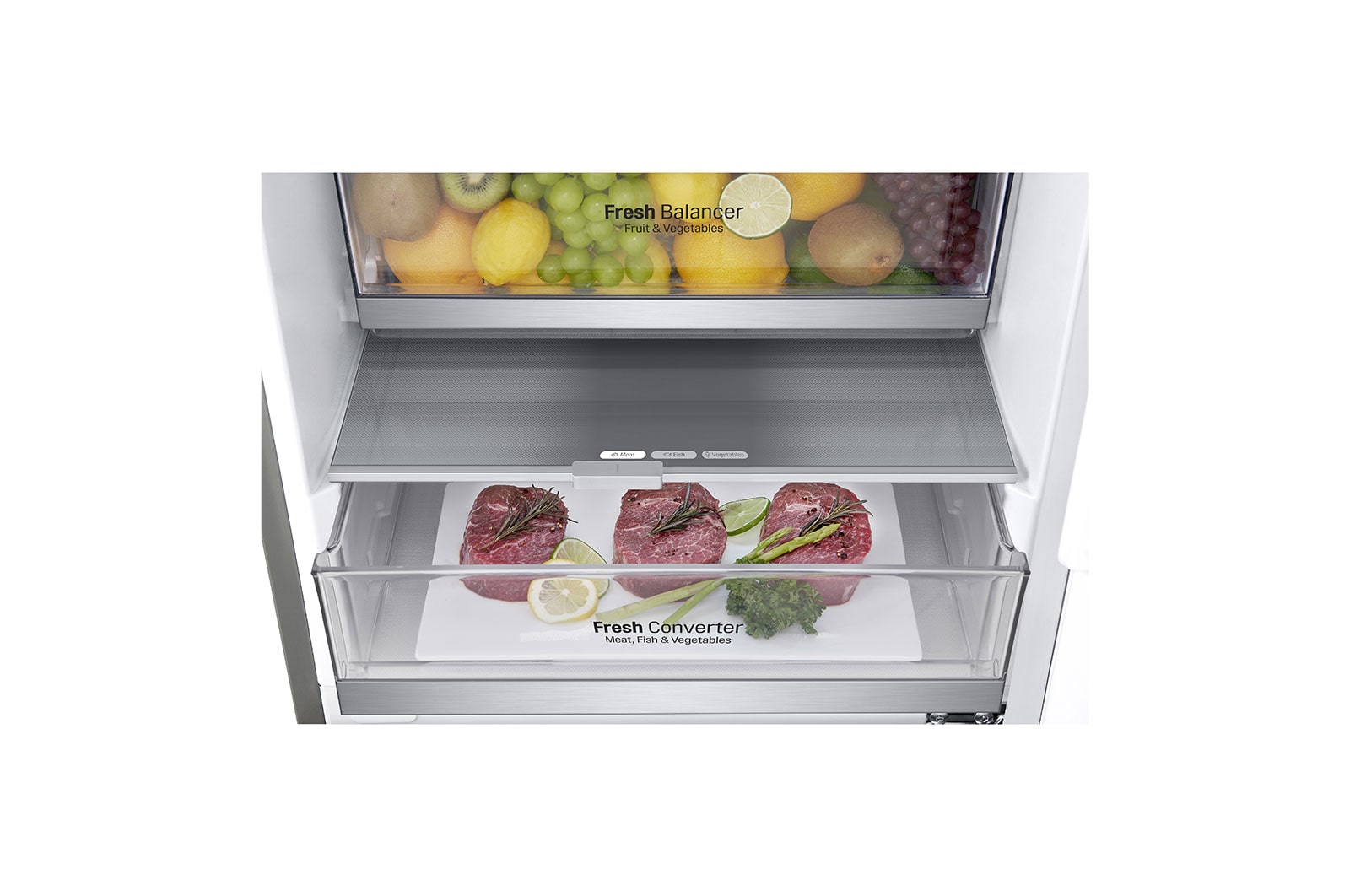 LG 2.03M 384L Kombinerad kyl/frys(Metal Sorbet) - Energiklass C, Door Cooling™ och Smart Diagnosis™ med Wi-Fi, ELB92MBACP