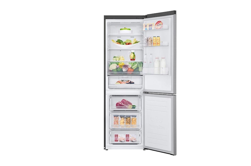 LG 1.86M 341L Kombinerad kyl/frys(Shiny Steel) - Energiklass D, Door Cooling™ och Smart Diagnosis™ med Wi-Fi, GBB61PZFGN
