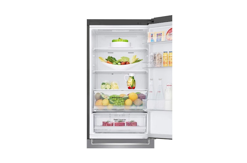 LG 1.86M 341L Kombinerad kyl/frys(Shiny Steel) - Energiklass D, Door Cooling™ och Smart Diagnosis™ med Wi-Fi, GBB61PZFGN