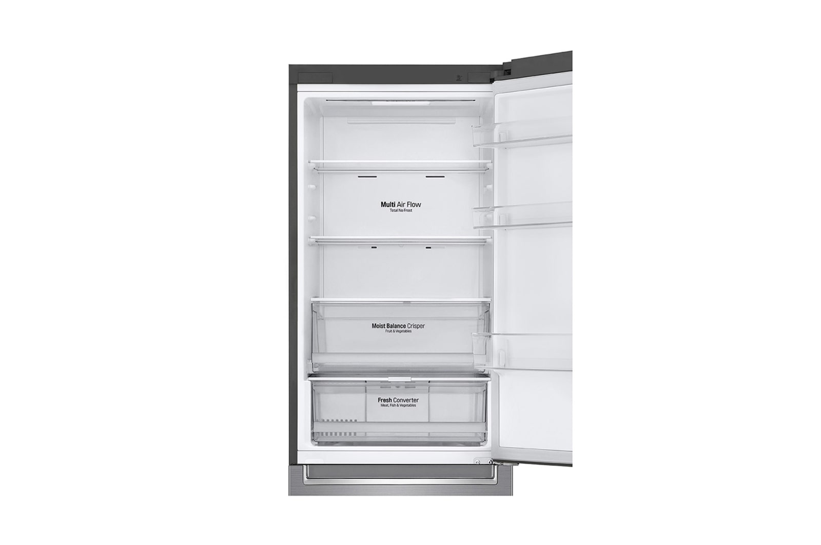 LG 1.86M 341L Kombinerad kyl/frys(Shiny Steel) - Energiklass D, Door Cooling™ och Smart Diagnosis™ med Wi-Fi, GBB61PZFGN