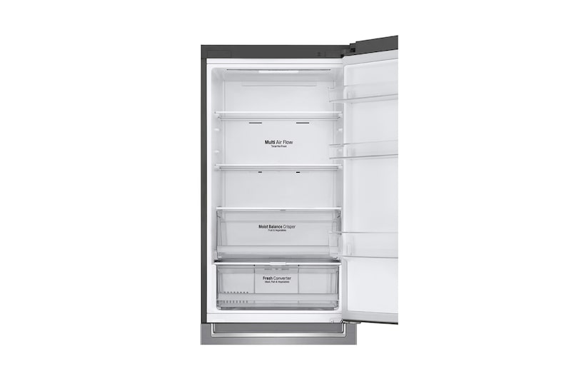 LG 1.86M 341L Kombinerad kyl/frys(Shiny Steel) - Energiklass D, Door Cooling™ och Smart Diagnosis™ med Wi-Fi, GBB61PZFGN