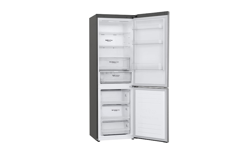 LG 1.86M 341L Kombinerad kyl/frys(Shiny Steel) - Energiklass D, Door Cooling™ och Smart Diagnosis™ med Wi-Fi, GBB61PZFGN