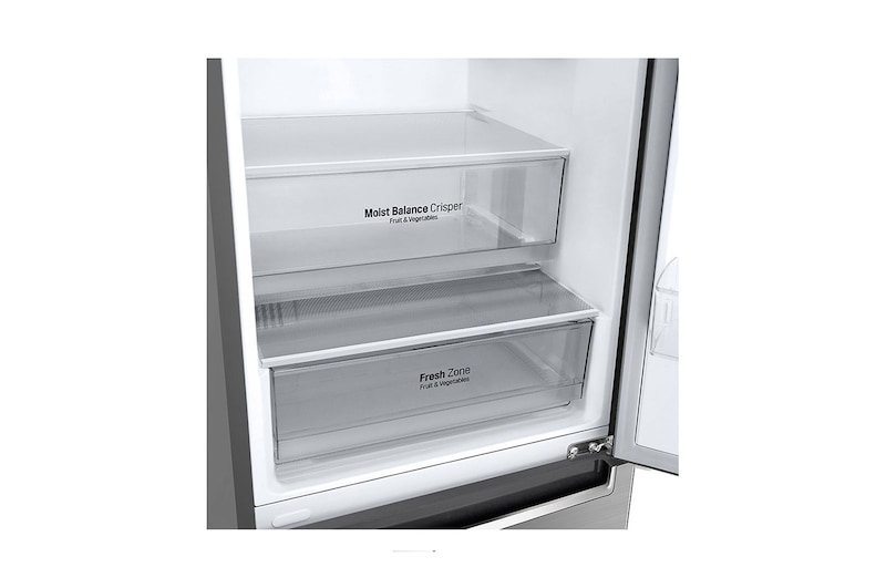 LG 1.86M 341L Kombinerad kyl/frys(Shiny Steel) - Energiklass E, Door Cooling™, GBB61PZJMN