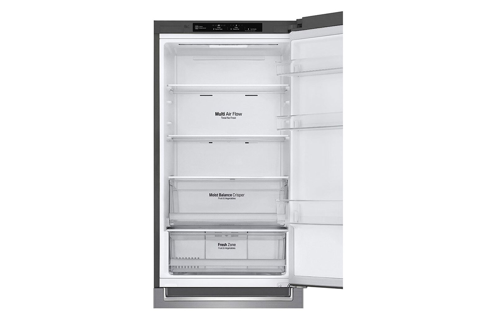LG 1.86M 341L Kombinerad kyl/frys(Shiny Steel) - Energiklass E, Door Cooling™, GBB61PZJMN