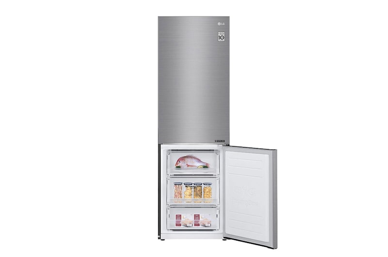 LG 1.86M 341L Kombinerad kyl/frys(Shiny Steel) - Energiklass E, Door Cooling™, GBB61PZJMN