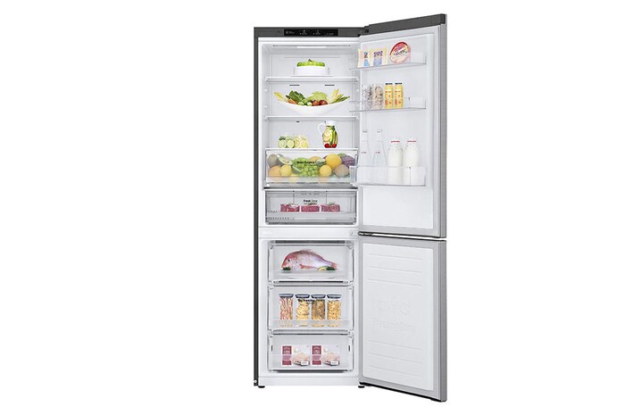 LG 1.86M 341L Kombinerad kyl/frys (Shiny Steel) | Energiklass E, Door Cooling™, GBB61PZJMN