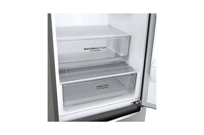 LG 1.86M 341L Kombinerad kyl/frys (Shiny Steel) | Energiklass E, Door Cooling™, GBB61PZJMN