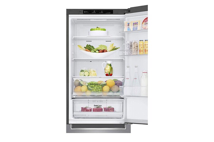 LG 1.86M 341L Kombinerad kyl/frys (Shiny Steel) | Energiklass E, Door Cooling™, GBB61PZJMN