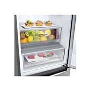 LG 1.86M 341L Kombinerad kyl/frys(Shiny Steel) - Energiklass E, Door Cooling™, GBB61PZJMN