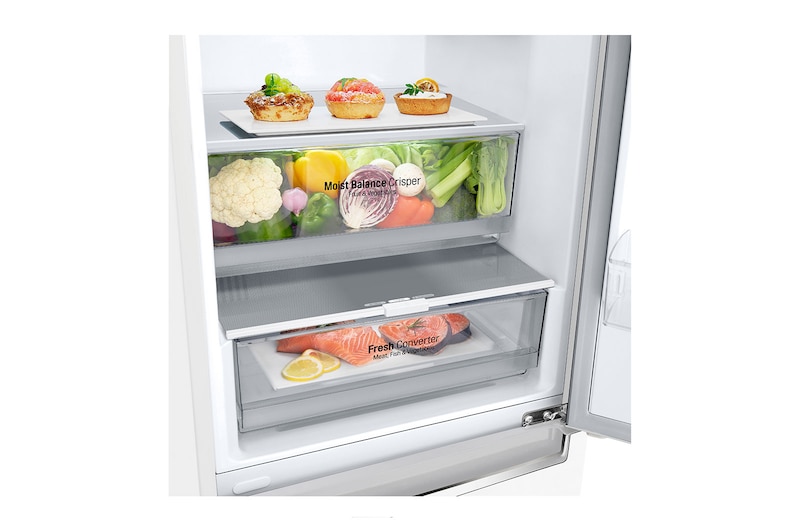 LG 1.86M 341L Kombinerad kyl/frys(Vit) - Energiklass D,  Nature Fresh, Door Cooling+™ och Smart Diagnosis™, GBB61SWGGN