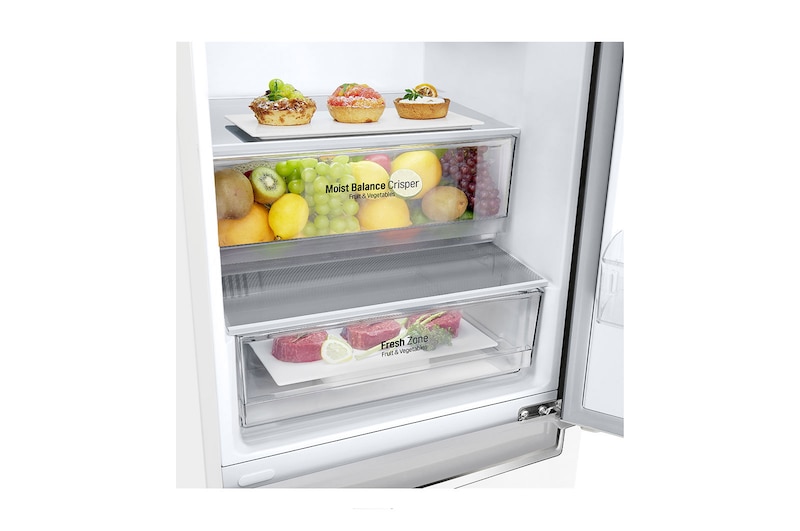 LG 1.86M 341L Kombinerad kyl/frys(Vit) - Energiklass E, Door Cooling™ och Smart Diagnosis™ med Wi-Fi, GBB61SWHZN