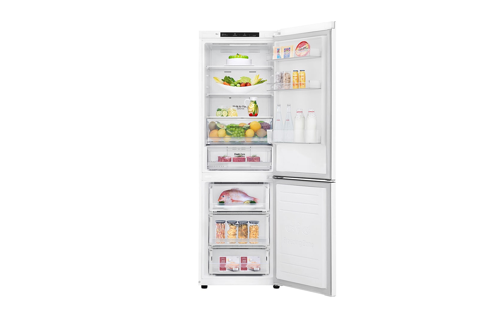 LG 1.86M 341L Kombinerad kyl/frys(Vit) - Energiklass E, Door Cooling™, GBB61SWJZN