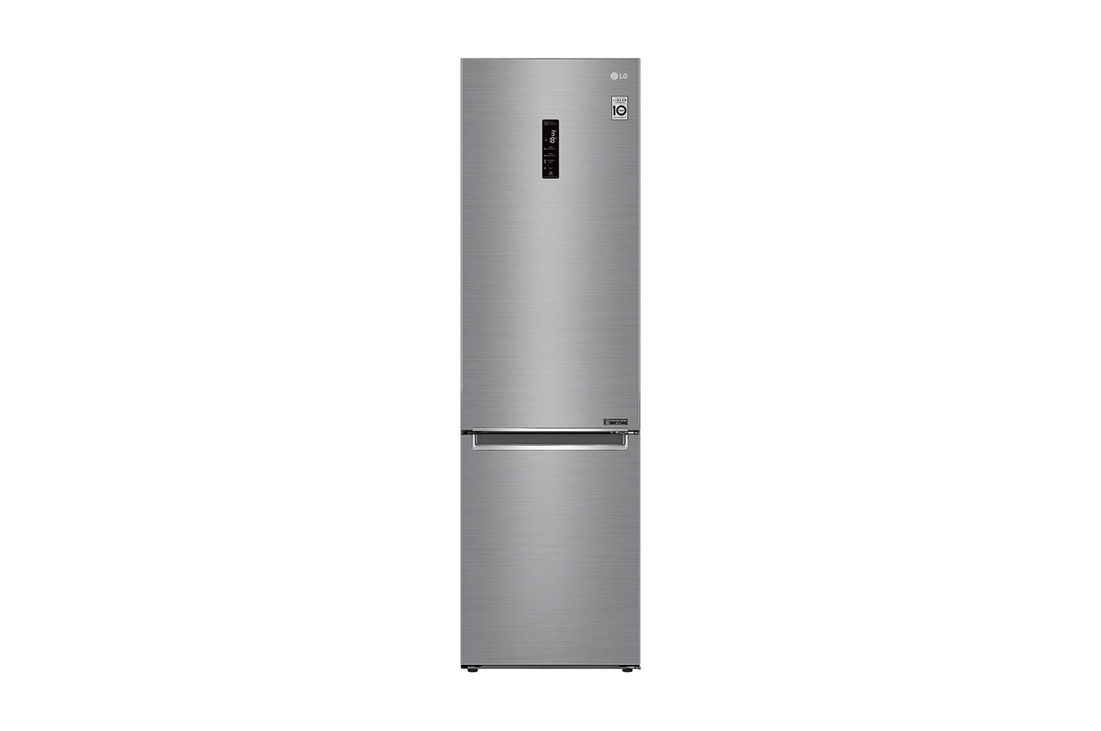 Vy framifrån av 2.03M 384L Kombinerad kyl/frys(Shiny Steel) - Energiklass D, Door Cooling™ och Smart Diagnosis™ med Wi-Fi GBB62PZFFN