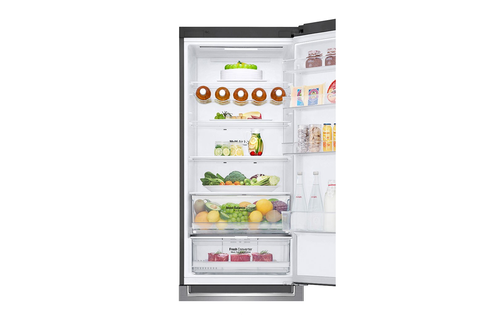 LG 2.03M 384L Kombinerad kyl/frys(Shiny Steel) - Energiklass D, Door Cooling™ och Smart Diagnosis™ med Wi-Fi, GBB62PZFFN