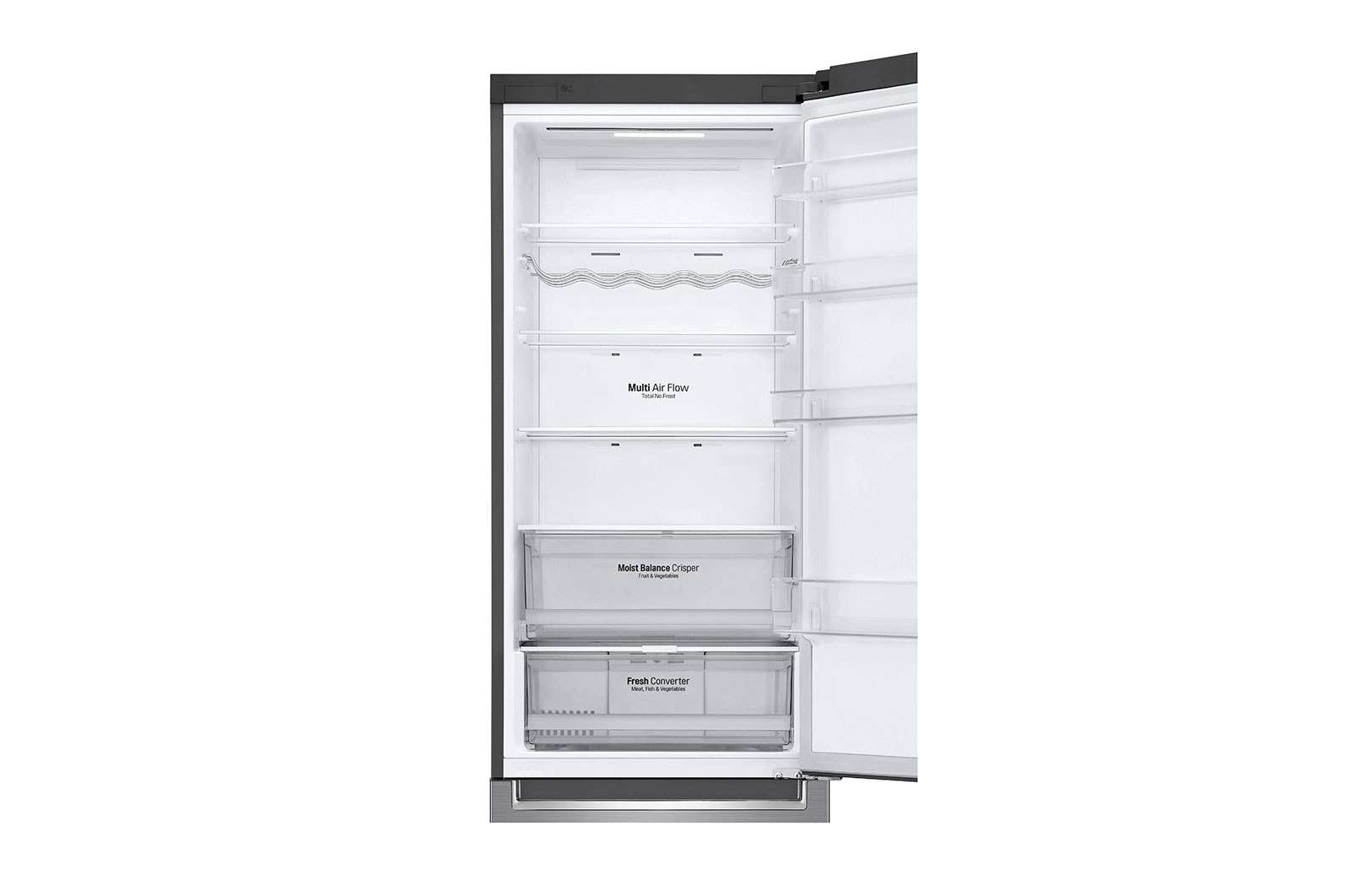 LG 2.03M 384L Kombinerad kyl/frys(Shiny Steel) - Energiklass D, Door Cooling™ och Smart Diagnosis™ med Wi-Fi, GBB62PZFFN