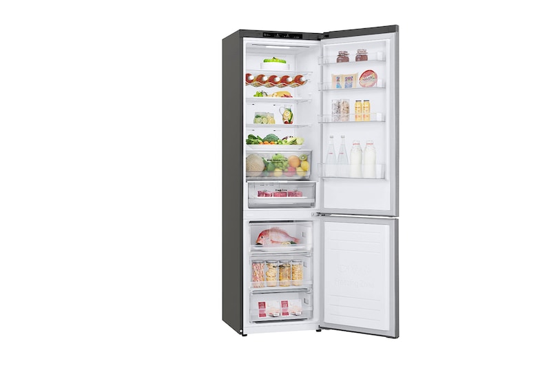 LG 2.03M 384L Kombinerad kyl/frys(Shiny Steel) - Energiklass D, Door Cooling™, GBB62PZGFN