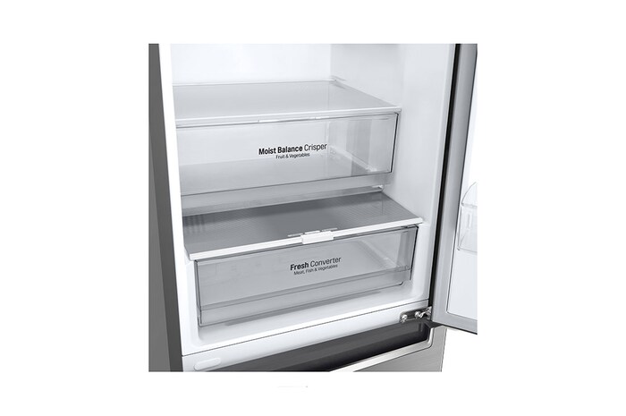 LG 2.03M 384L Kombinerad kyl/frys(Shiny Steel) - Energiklass D, Door Cooling™, GBB62PZGGN