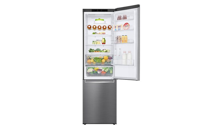 LG 2.03M 384L Kombinerad kyl/frys(Shiny Steel) - Energiklass D, Door Cooling™, GBB62PZGGN