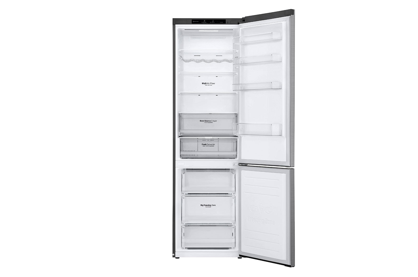 LG 2.03M 384L Kombinerad kyl/frys(Shiny Steel) - Energiklass D, Door Cooling™, GBB62PZGGN