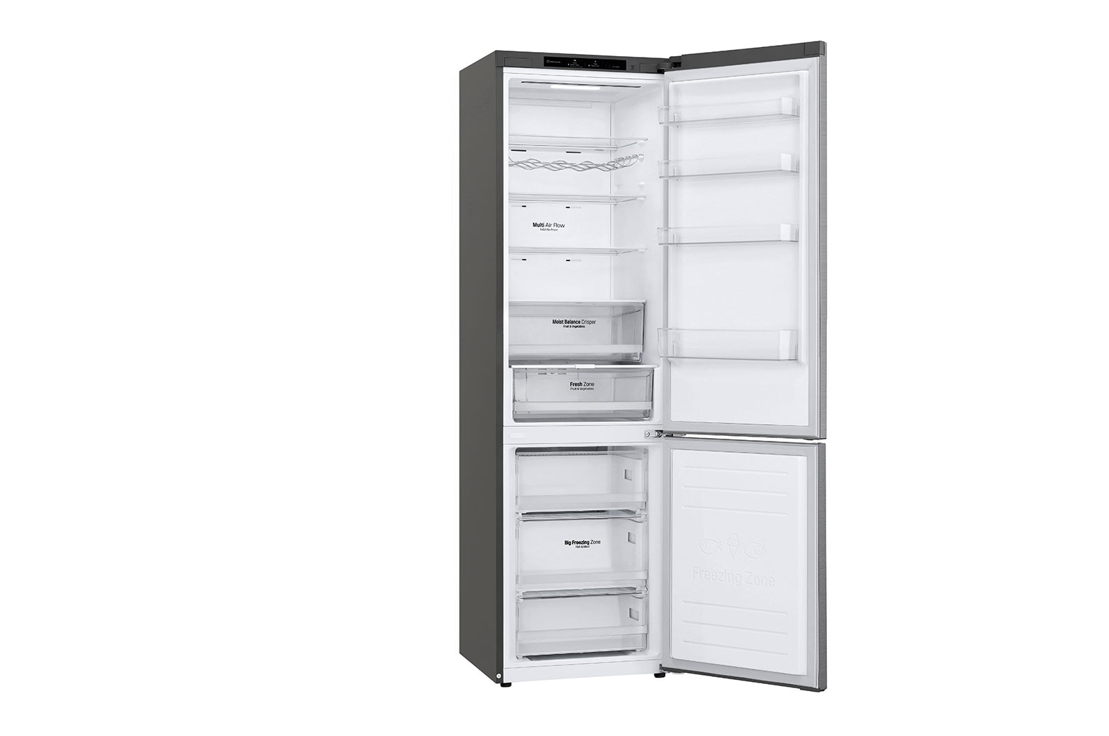 LG 2.03M 384L Kombinerad kyl/frys(Shiny Steel) - Energiklass D, Door Cooling™, GBB62PZGGN