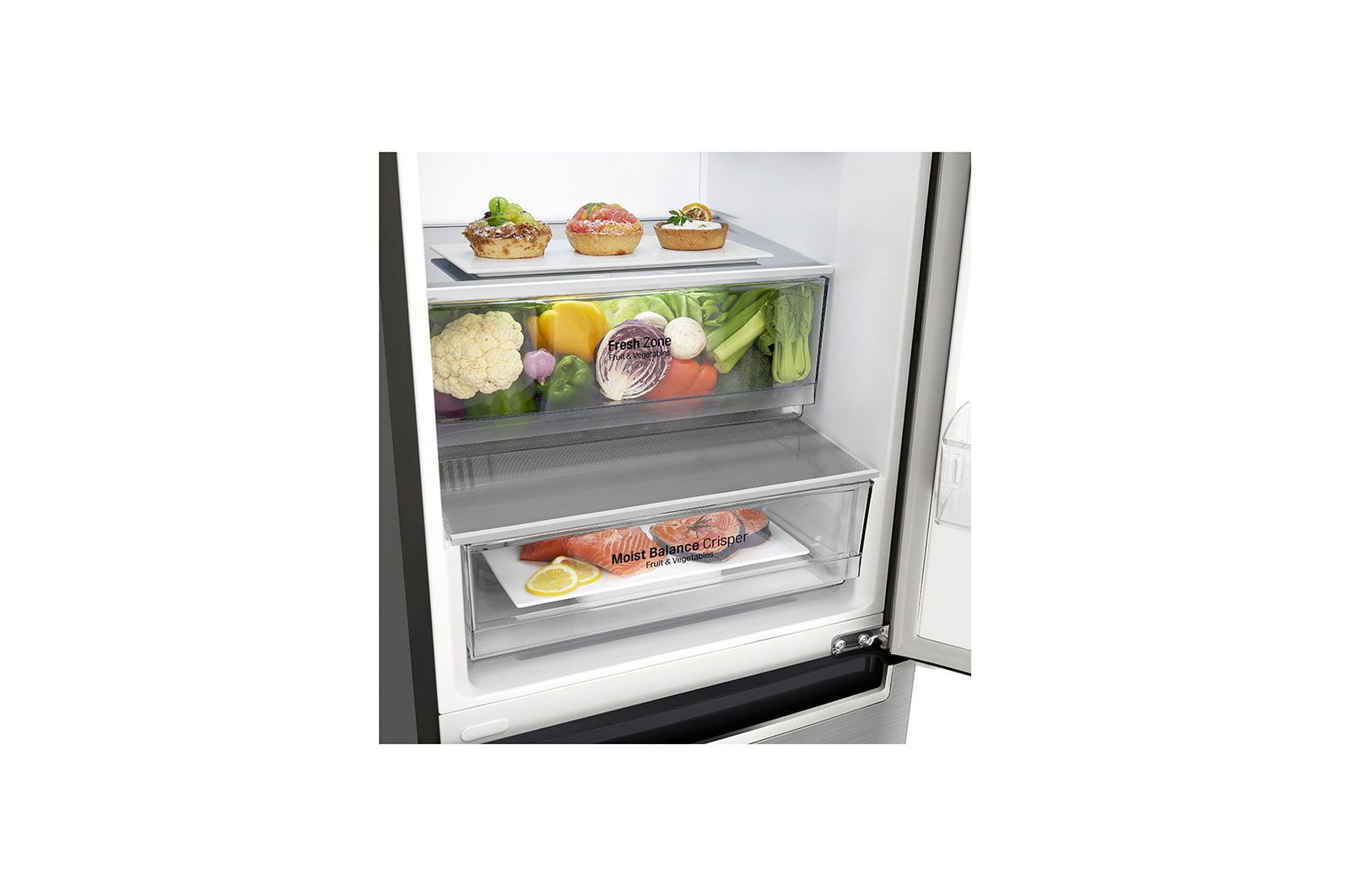LG 2.03M 384L Kombinerad kyl/frys(Shiny Steel) - Energiklass E, Door Cooling™, GBB62PZJZN