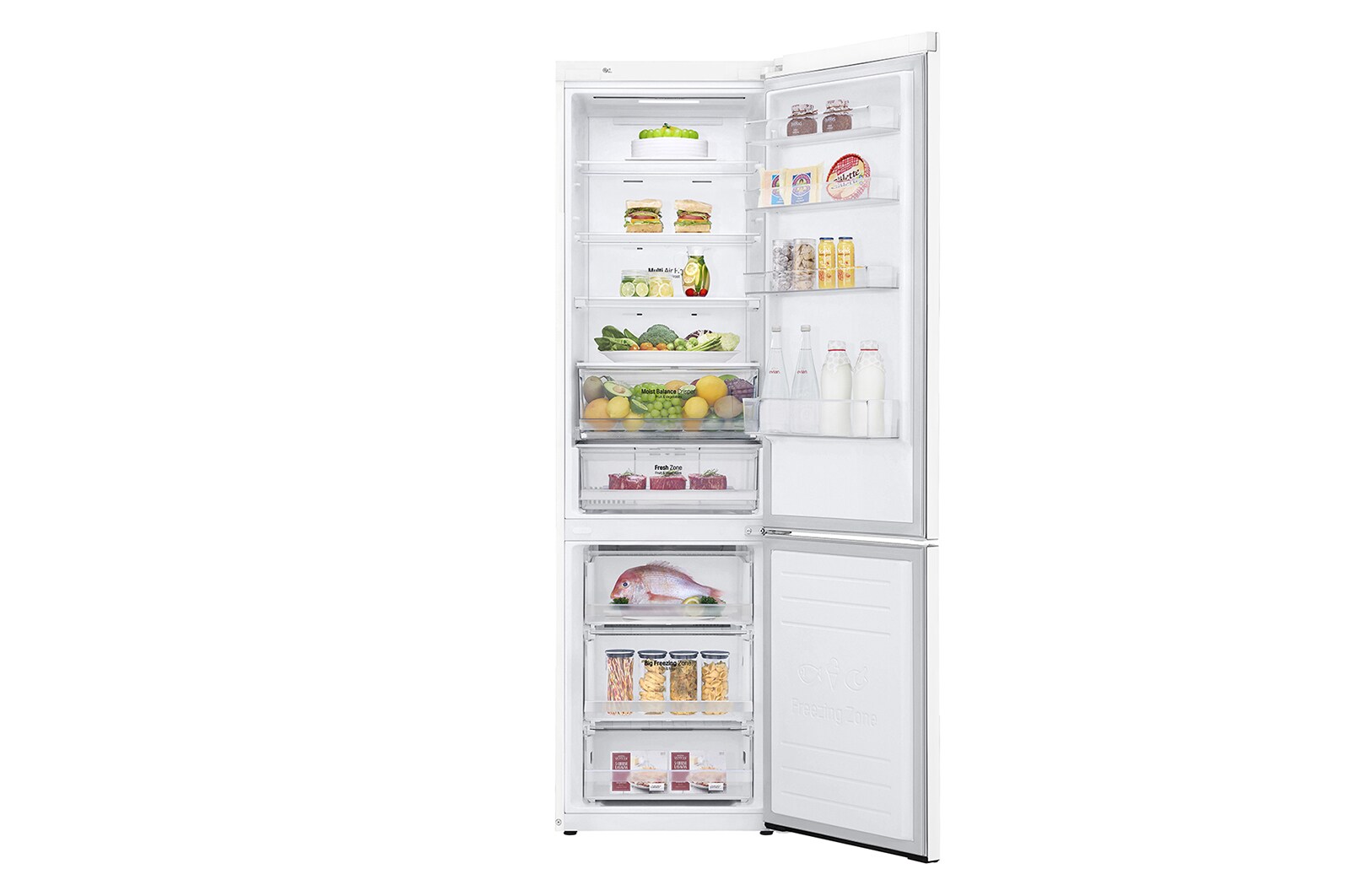 LG 2.03M 384L Kombinerad kyl/frys(Vit) - Energiklass E, Door Cooling™ och Smart Diagnosis™ med Wi-Fi, GBB62SWHZN