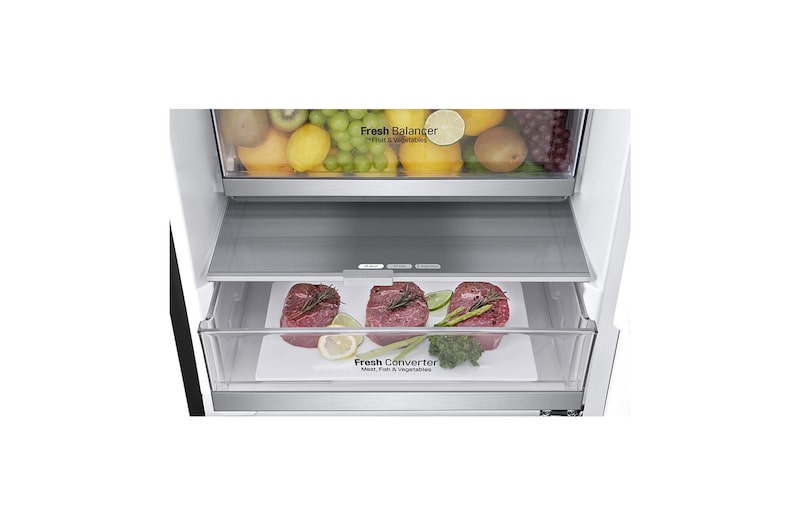 LG 1.86M 341L Kombinerad kyl/frys(Matte Black) - Energiklass E, Door Cooling™ och Smart Diagnosis™ med Wi-Fi, GBB71MCDMN
