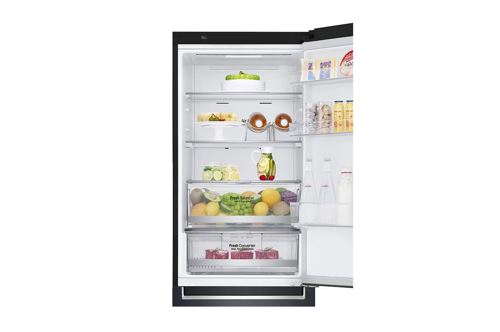 LG 1.86M 341L Kombinerad kyl/frys(Matte Black) - Energiklass E, Door Cooling™ och Smart Diagnosis™ med Wi-Fi, GBB71MCDZN