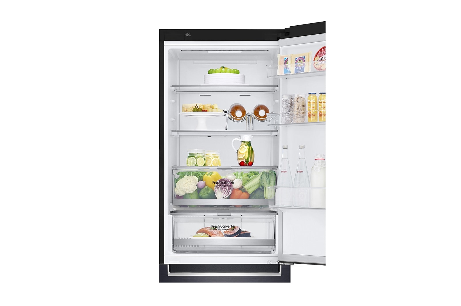 LG 1.86M 341L Kombinerad kyl/frys(Matte Black) - Energiklass E, Door Cooling™ och Smart Diagnosis™ med Wi-Fi, GBB71MCDZN
