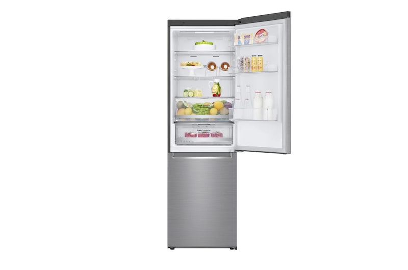 LG 1.86M 341L Kombinerad kyl/frys(Shiny Steel) - Energiklass D, Door Cooling™ och Smart Diagnosis™ med Wi-Fi, GBB71PZDGN