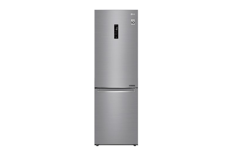 LG 1.86M 341L Kombinerad kyl/frys(Shiny Steel) - Energiklass E, Door Cooling™ och Smart Diagnosis™ med Wi-Fi, GBB71PZDMN