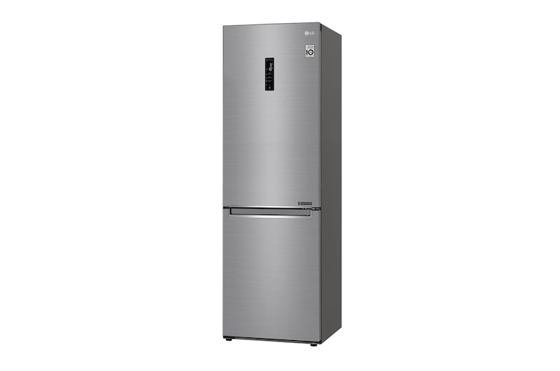 LG 1.86M 341L Kombinerad kyl/frys(Shiny Steel) - Energiklass E, Door Cooling™ och Smart Diagnosis™ med Wi-Fi, GBB71PZDMN
