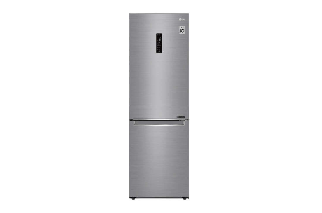 LG 1.86M 341L Kombinerad kyl/frys(Shiny Steel) - Energiklass E, Door Cooling™ och Smart Diagnosis™ med Wi-Fi, GBB71PZDMN