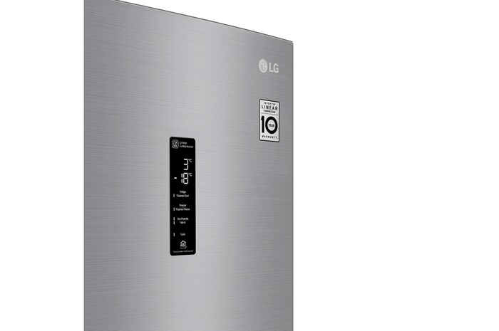 LG 1.86M 341L Kombinerad kyl/frys(Shiny Steel) - Energiklass E, Door Cooling™ och Smart Diagnosis™ med Wi-Fi, GBB71PZDMN