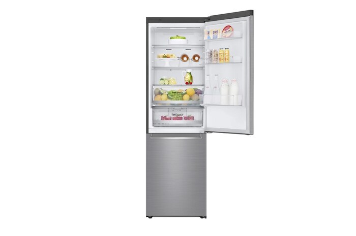 LG 1.86M 341L Kombinerad kyl/frys(Shiny Steel) - Energiklass E, Door Cooling™ och Smart Diagnosis™ med Wi-Fi, GBB71PZDMN