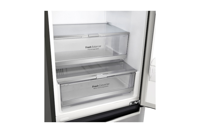 LG 1.86M 341L Kombinerad kyl/frys(Shiny Steel) - Energiklass D, Door Cooling™, GBB71PZEFN