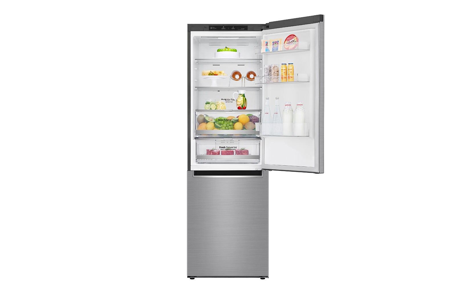 LG 1.86M 341L Kombinerad kyl/frys(Shiny Steel) - Energiklass D, Door Cooling™, GBB71PZEFN