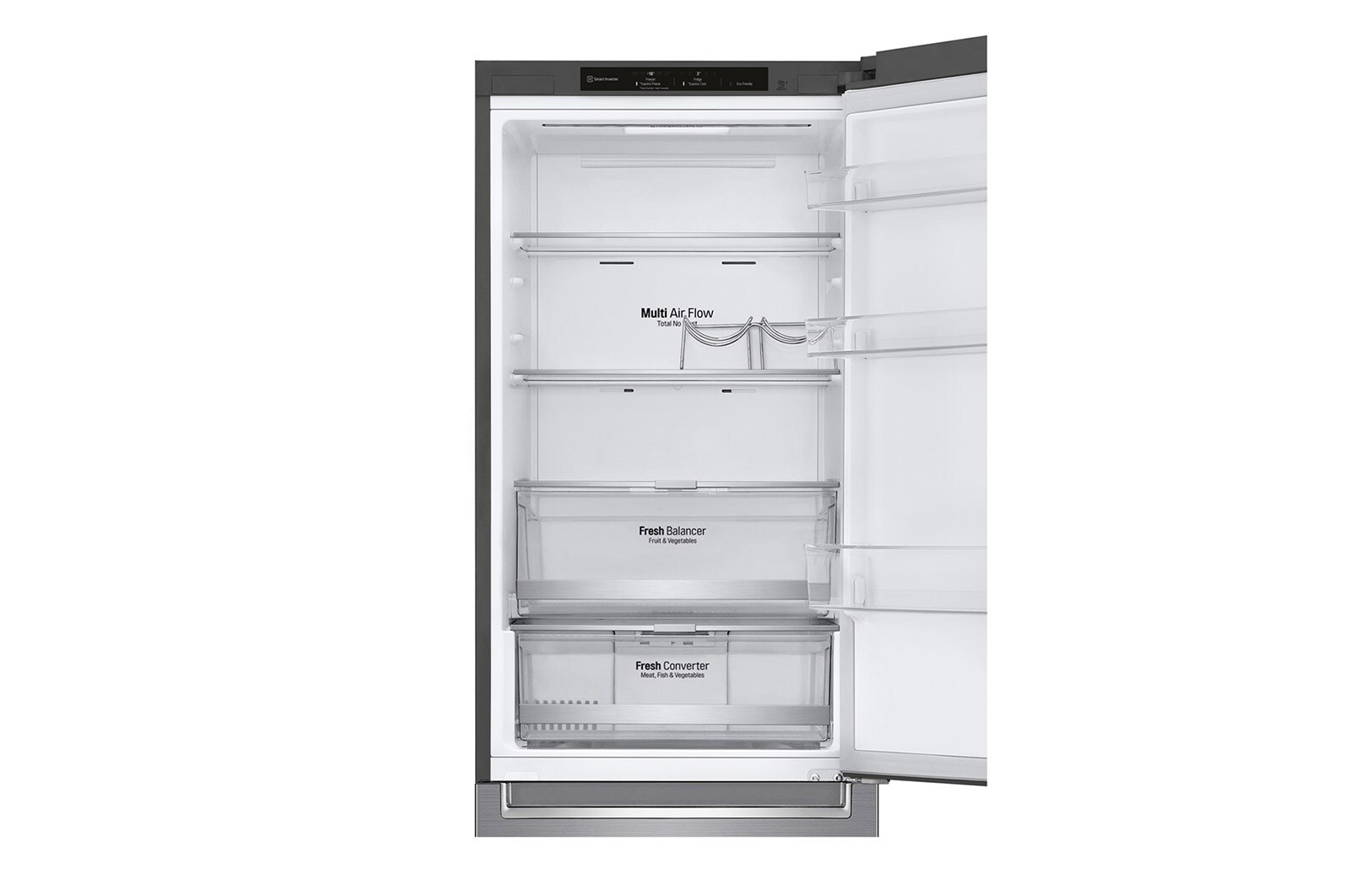 LG 1.86M 341L Kombinerad kyl/frys(Shiny Steel) - Energiklass D, Door Cooling™, GBB71PZEGN