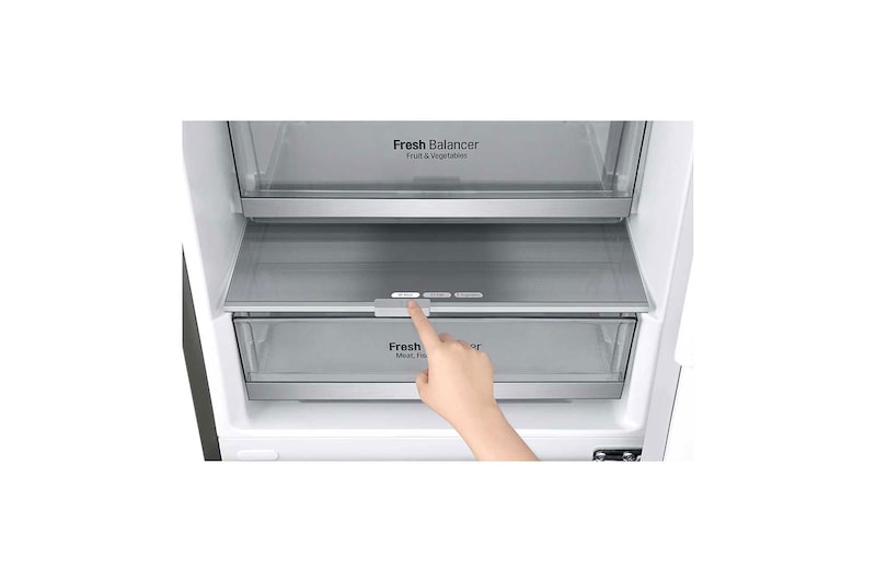 LG 1.86M 341L Kombinerad kyl/frys(Shiny Steel) - Energiklass E, Door Cooling™, GBB71PZEMN