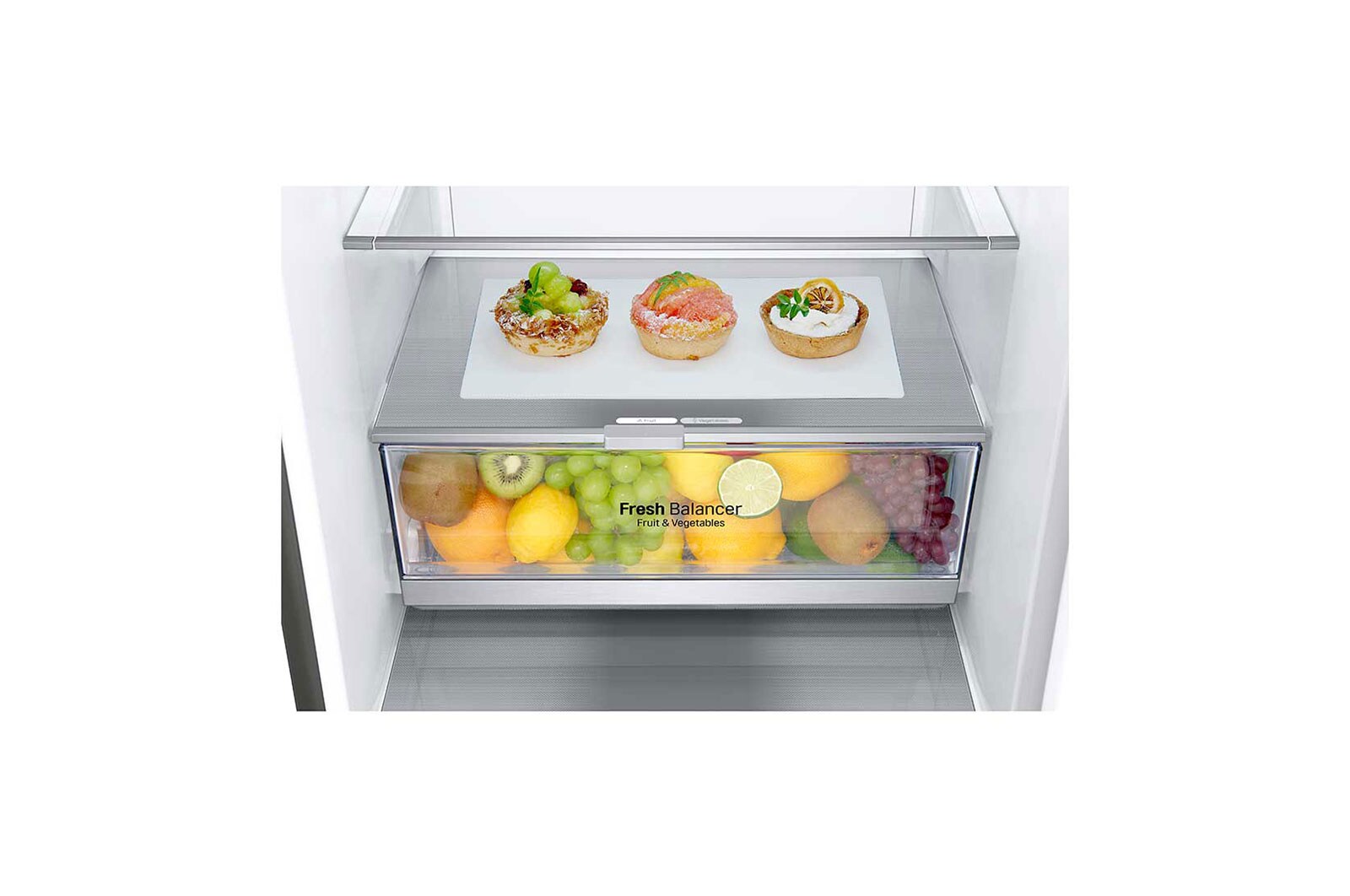 LG 1.86M 341L Kombinerad kyl/frys(Shiny Steel) - Energiklass E, Door Cooling™, GBB71PZEMN